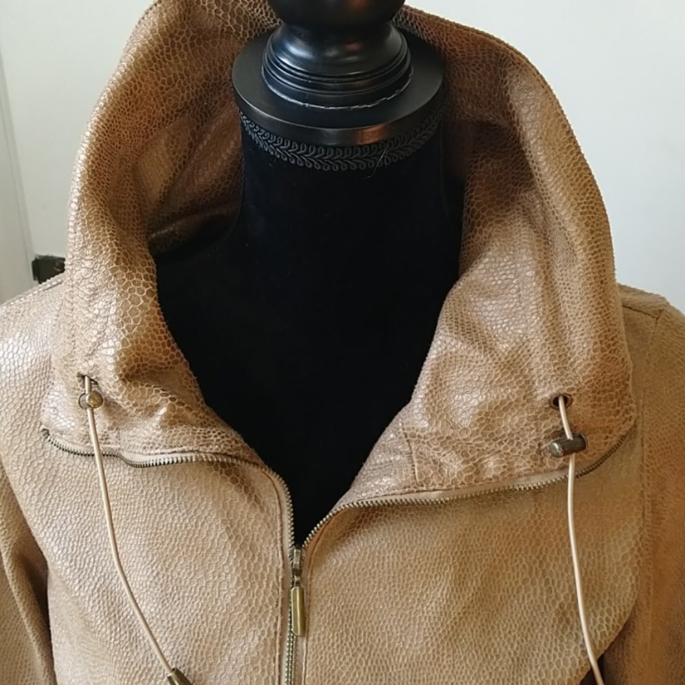 Ruby Rd Tan Faux Leather Light Weight Jacket - Picture 5 of 11